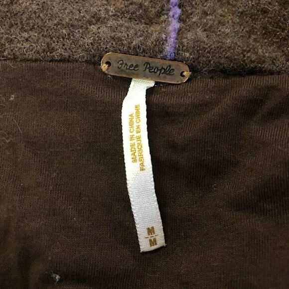 Free People Striped Cardigan M Off-Centered Button Front Wool Blend Long Sleeve - Picture 3 of 6